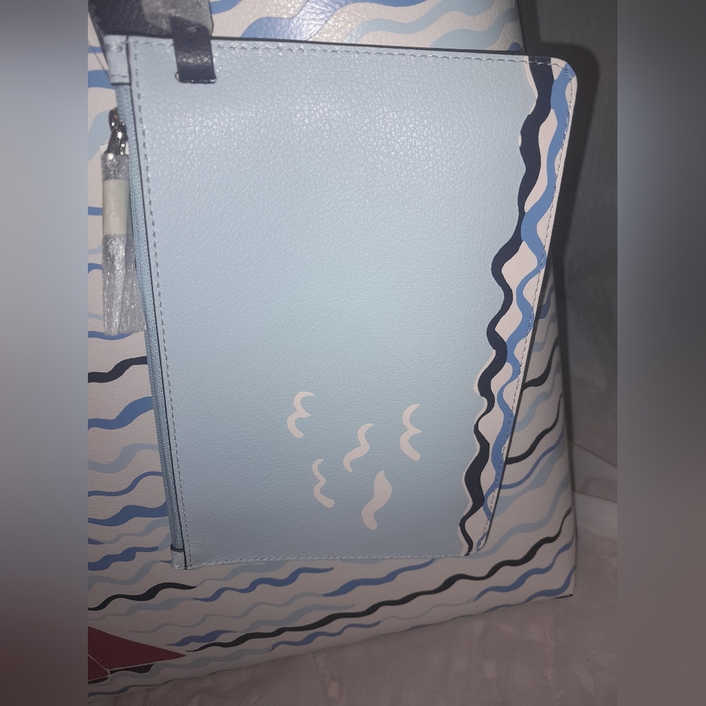 New Kate Spade Set Sail Large Leather Tote With Matching Detachable 8"Wristlet🌸 - Picture 6 of 7